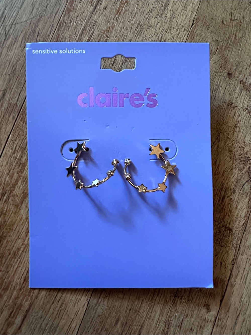Claire's Gold Star Charm Hoop Earrings